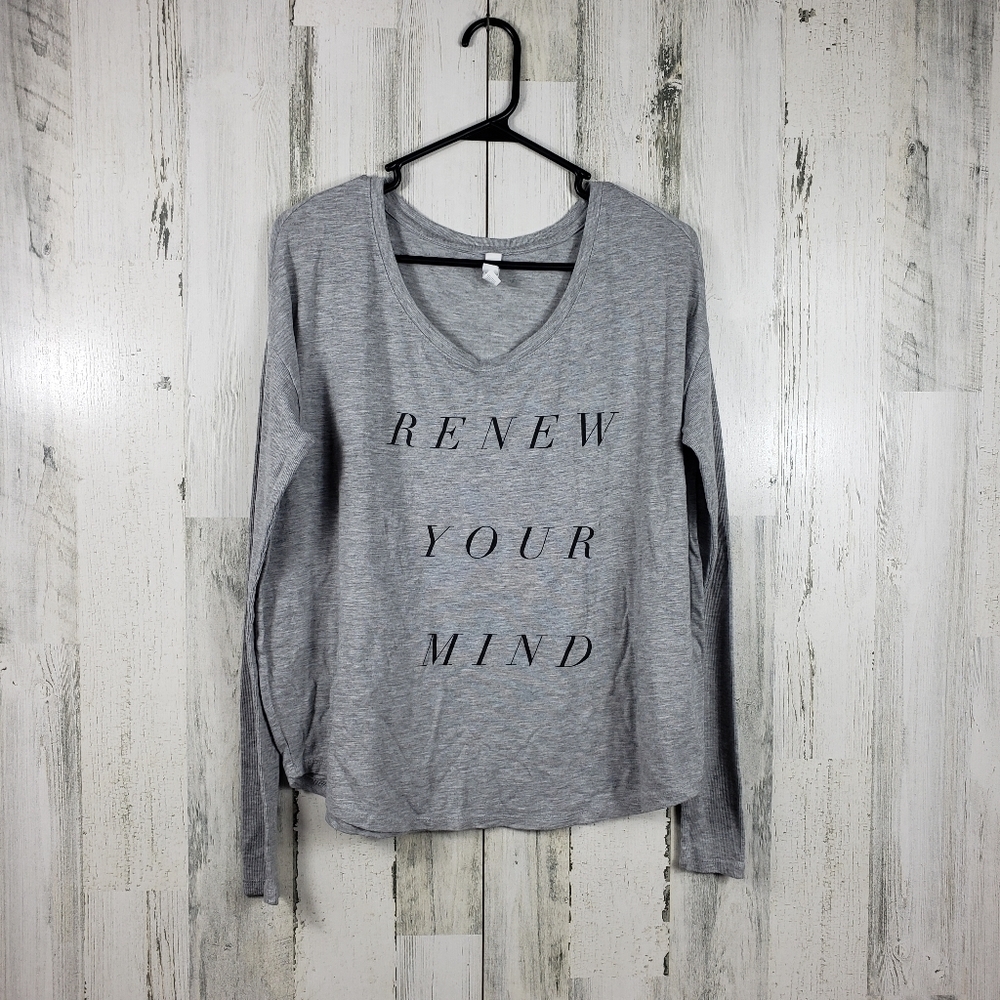 Bella canvas renew your mind gray long sleeve oversized shirt women's M